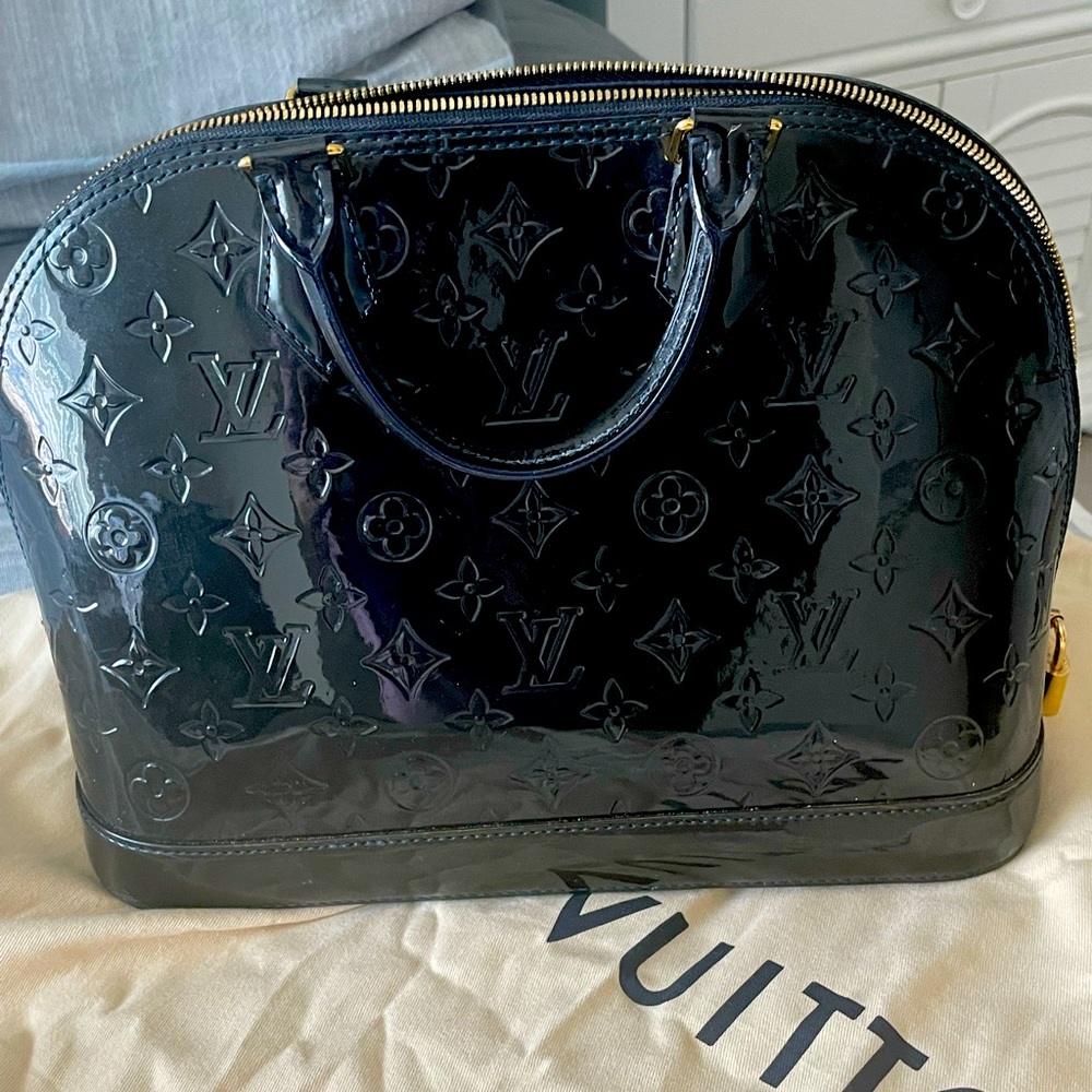 Louis Vuitton Alma Vernis bag.  Deep navy, very clean